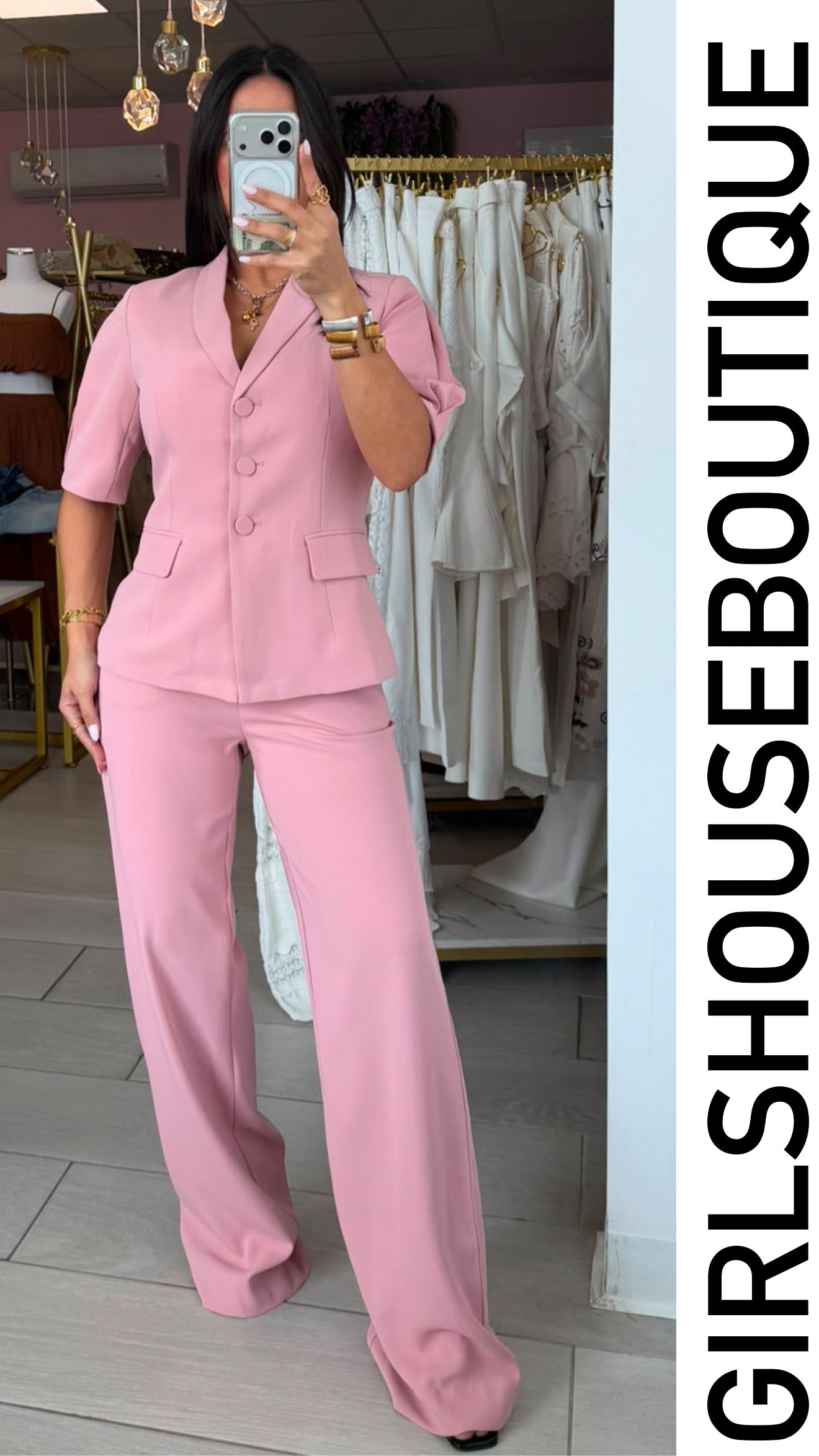 Rose Classic Front Buttons Vest & Pant Set (OVI COLLECTION)