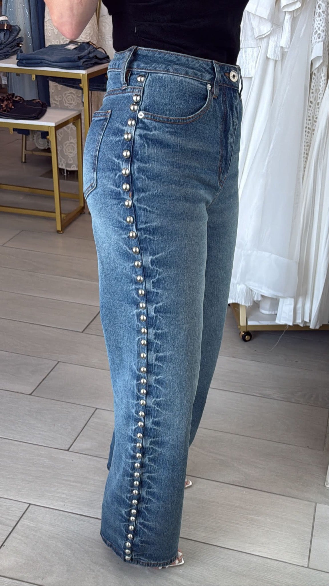 Silver Dots Strech & High Waist Jeans