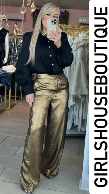 Black and Gold Long Sleeve Top