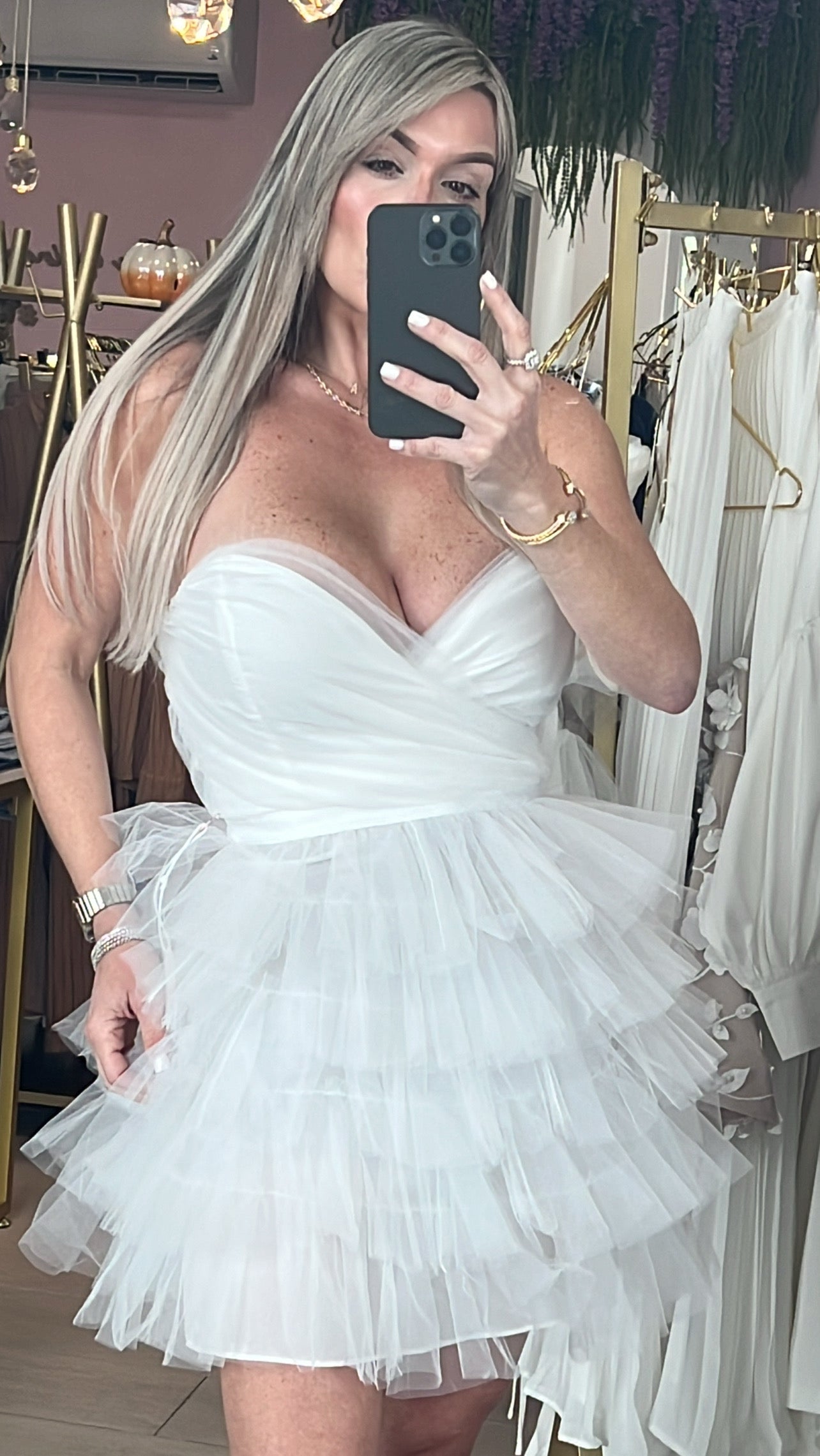 White Tul Corset Mini Dress