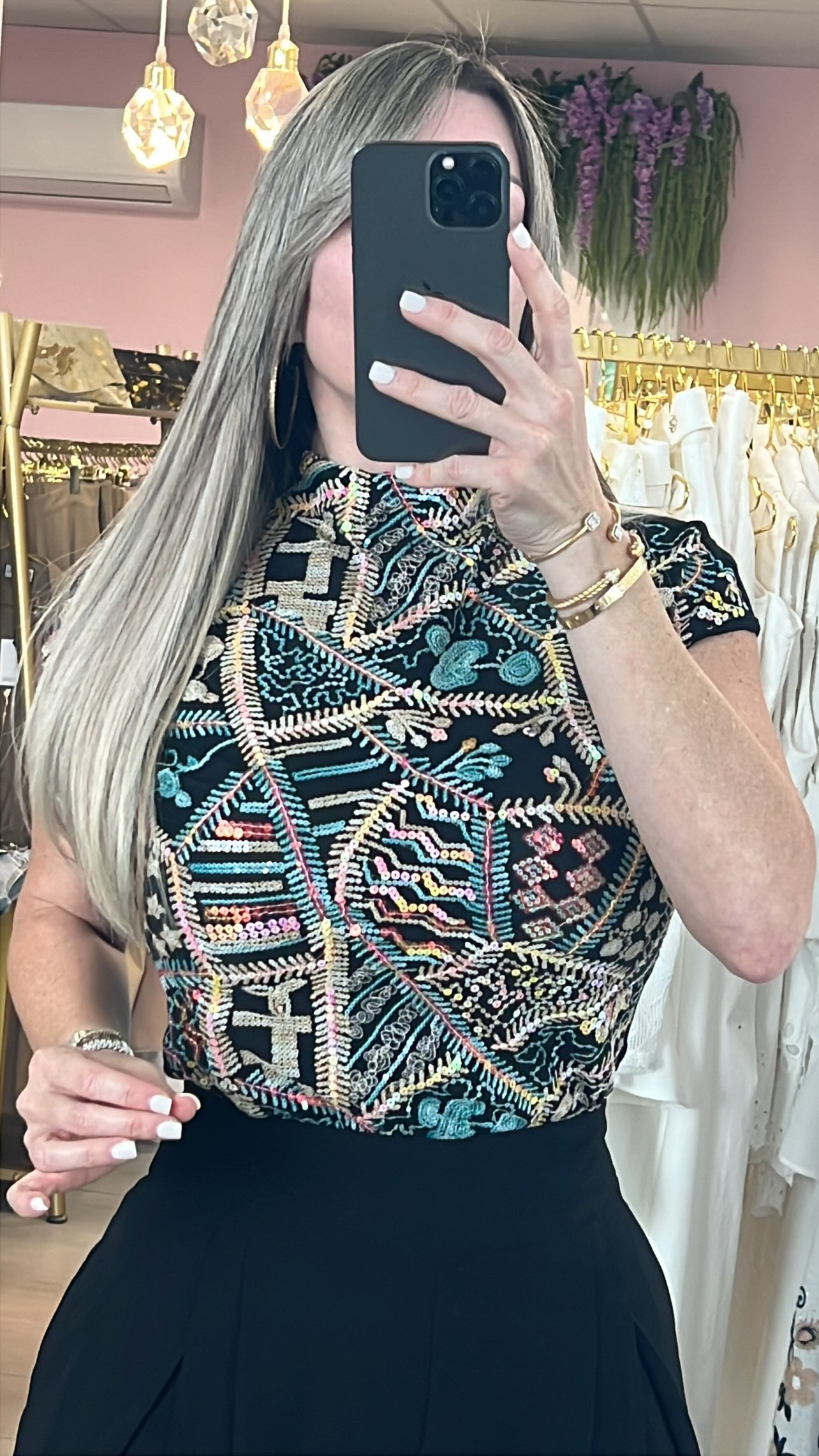Colors Sequins TurtleNeck Blouse (GRACIA COLLECTION)