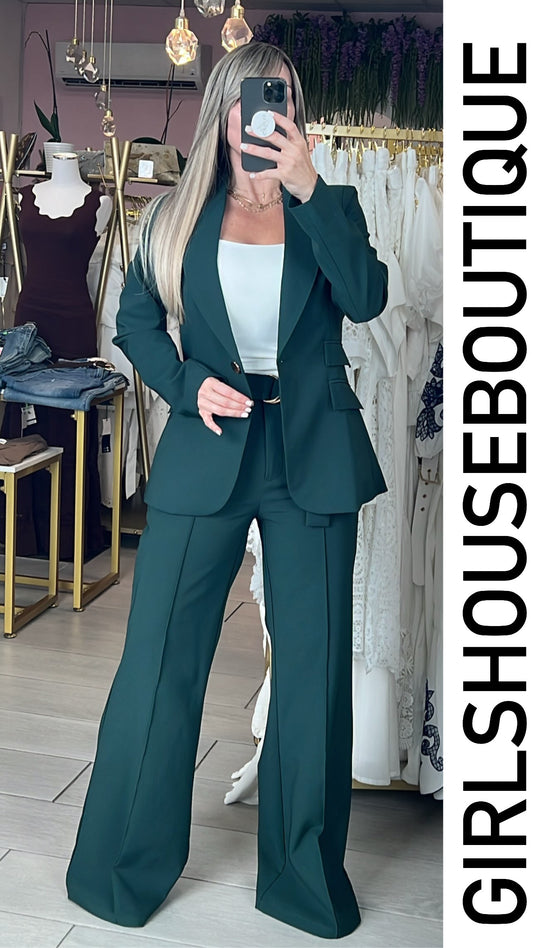 OVI Hunter Green Classic Blazer & Pant Set