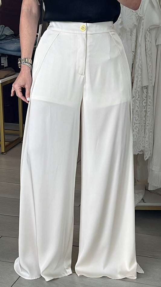 Champagne Satin Palazzo Pant