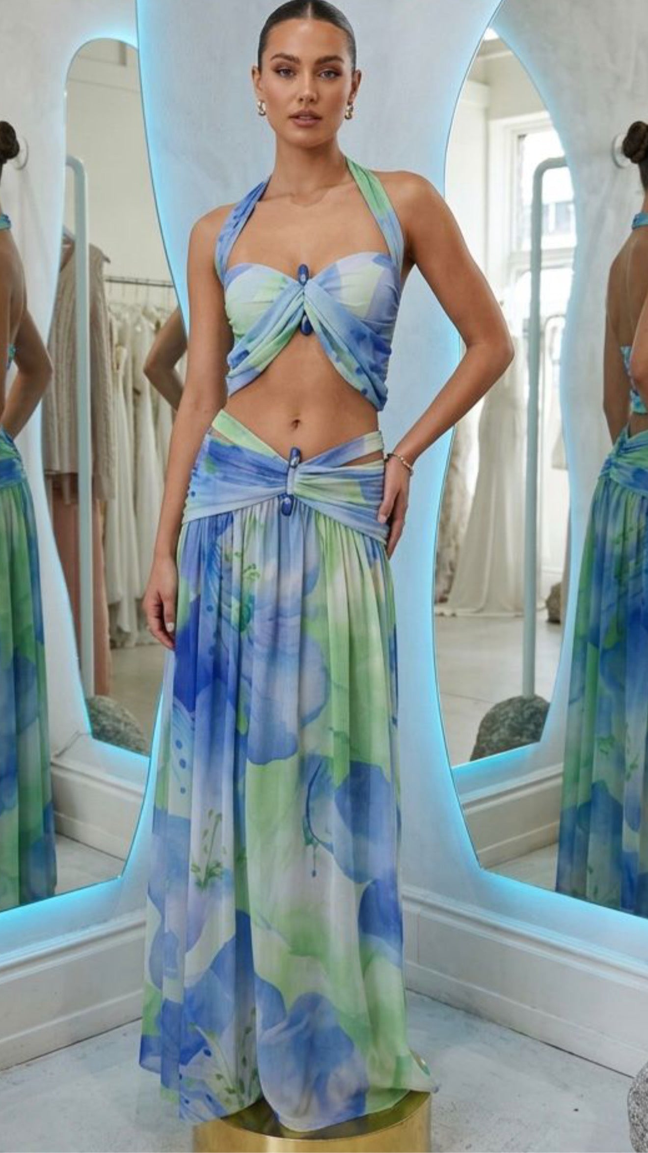 Elysée Aqua&Green Chic Skirt Set