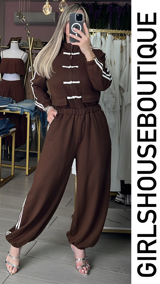 Coffee Napoleón Lace Jogger Travel Set