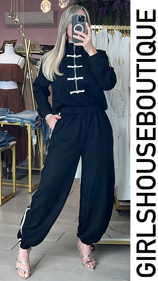 Black Napoleón Lace Jogger Travel Set