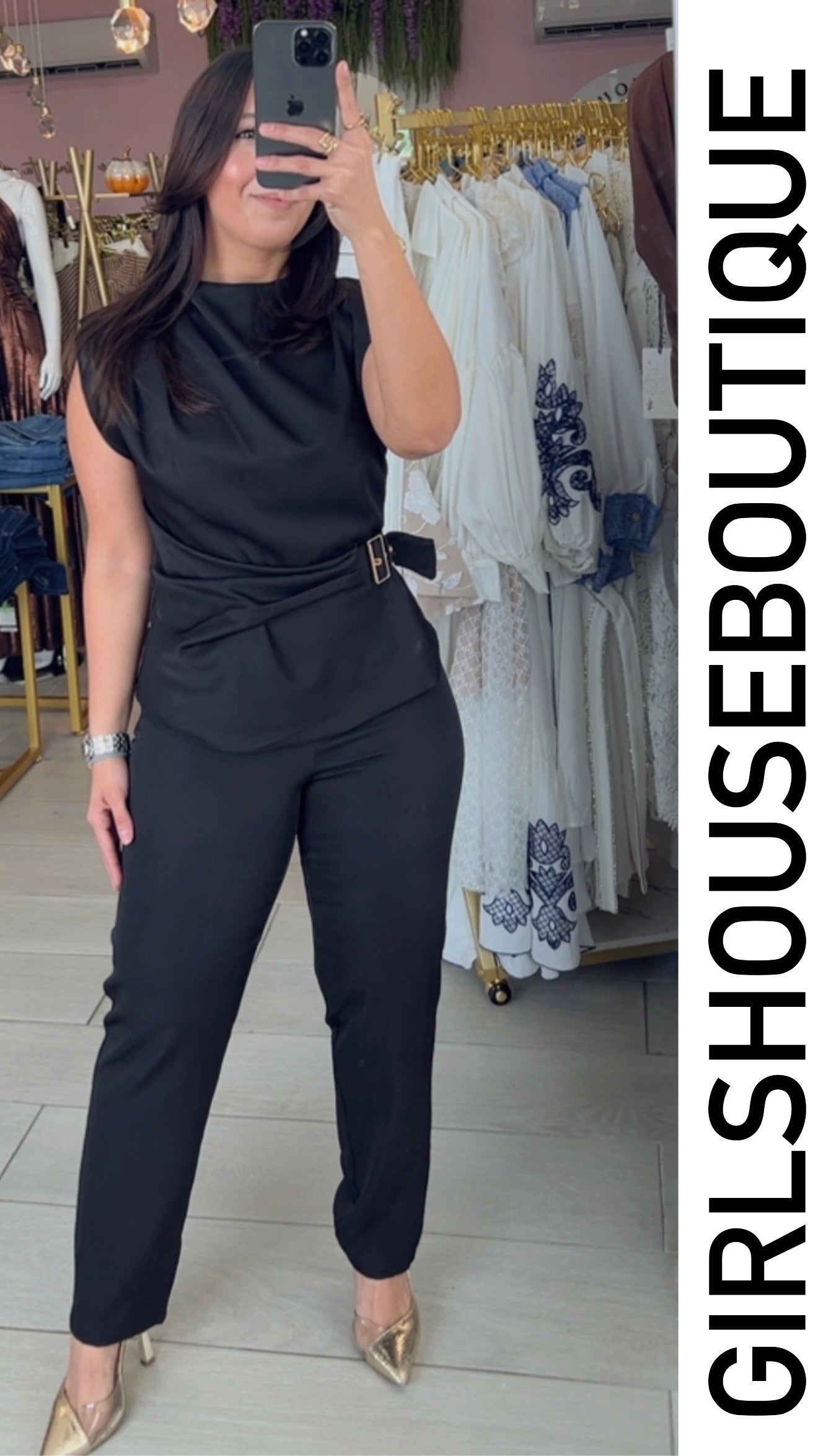LaRossy Collection Black Top and Pant Set