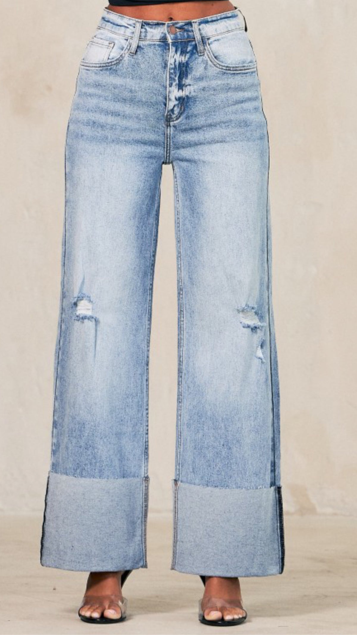 VIBRANT LOVERS Light Denim Strech & High Waisted Jeans
