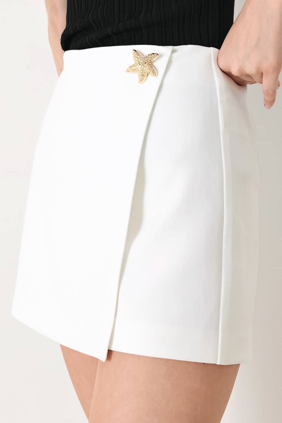 White & Gold StarFish Asymetric Skort