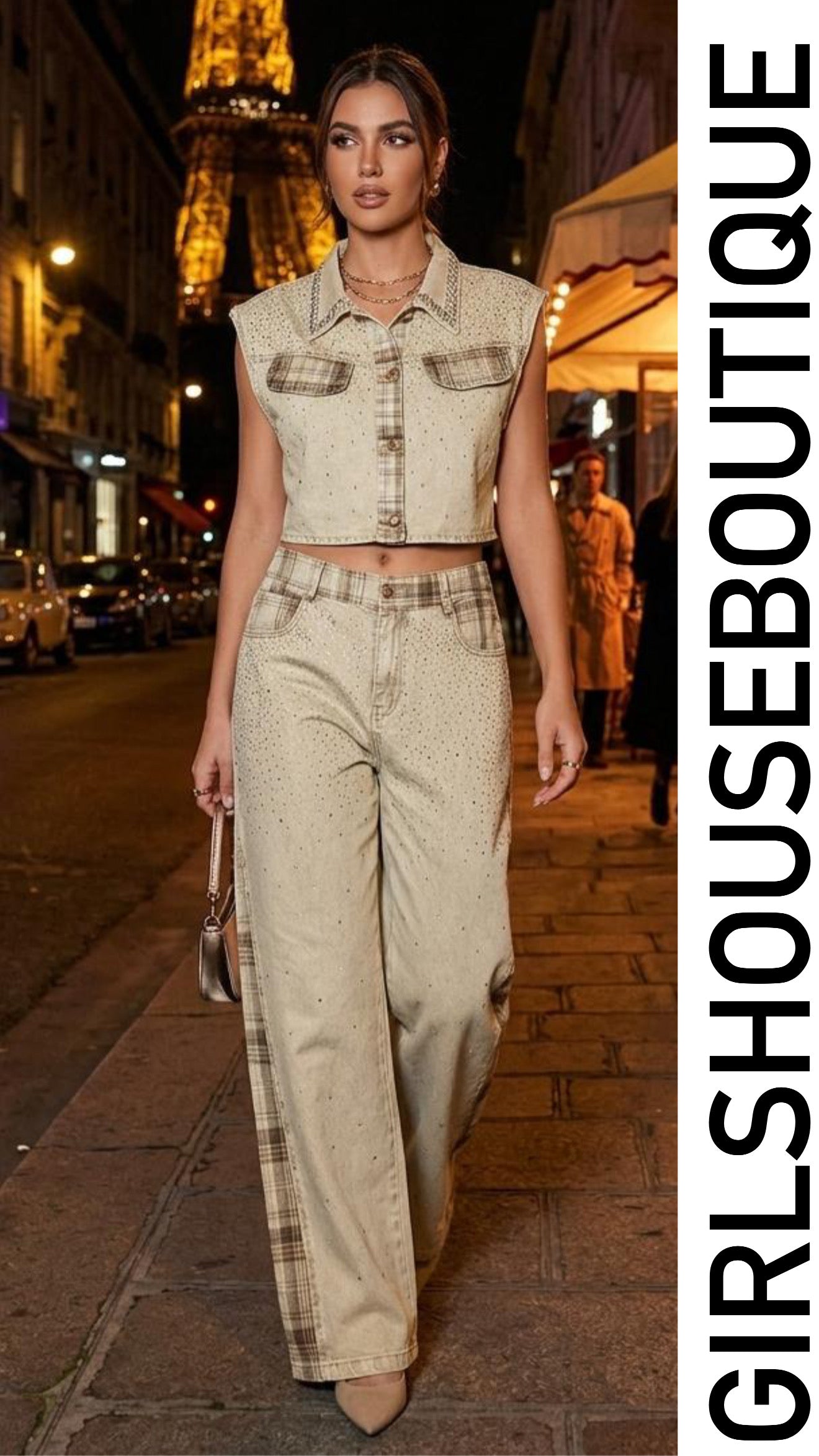 Kaky Burberry Bright Top & Pant Set