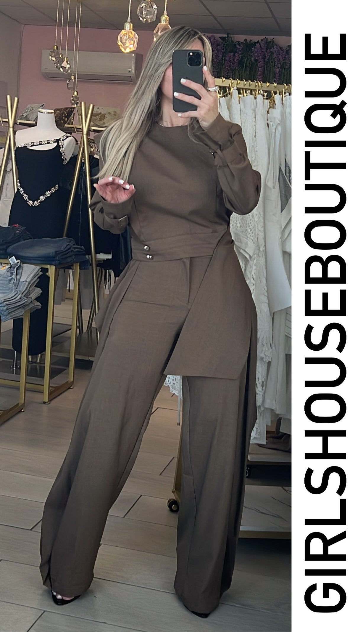 Frívola Olive Elegance Top & Highwaisted Pant Set