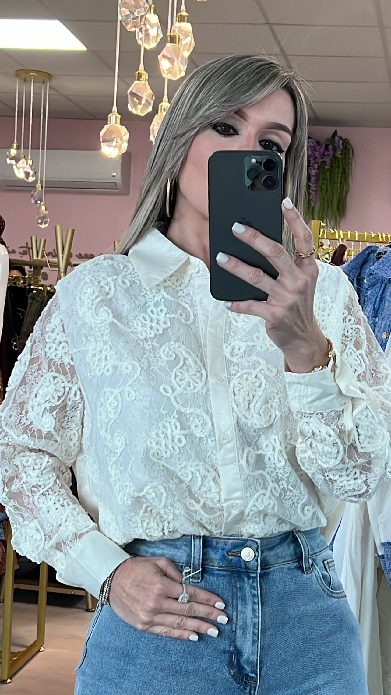 Bone White Amber Fall Collection Blouse