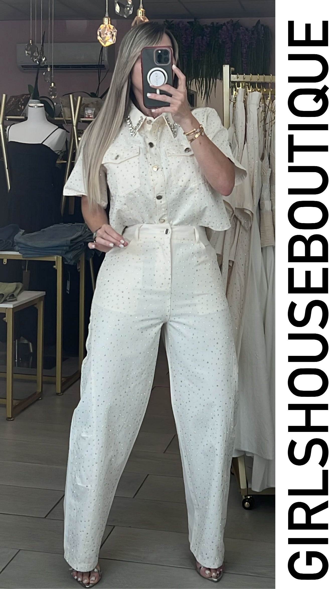 Vainilla Silver Bright Top & Barrel Pant