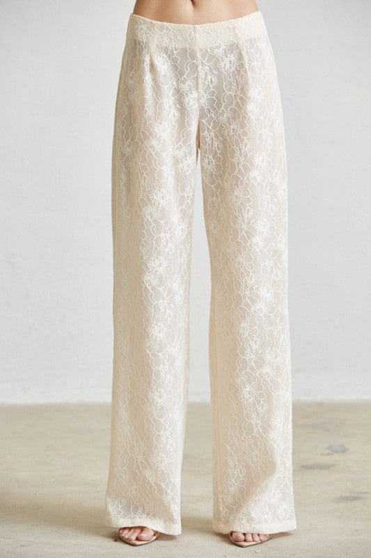 Marfil & Pearl Design Strapples Bandage Strech Long Top & Lace Luxury Pant