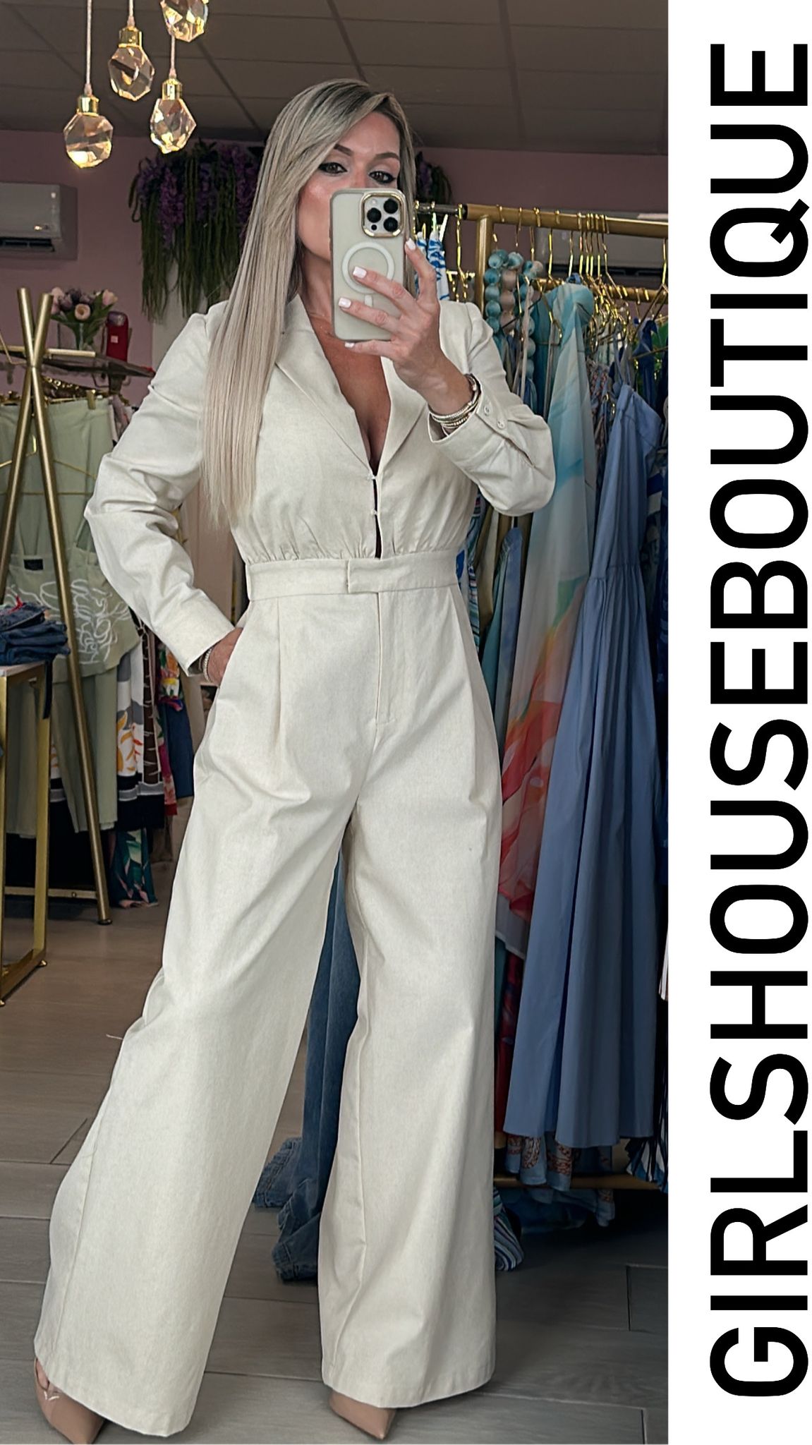 Latte Thread Long Sleeve Jumpsuit