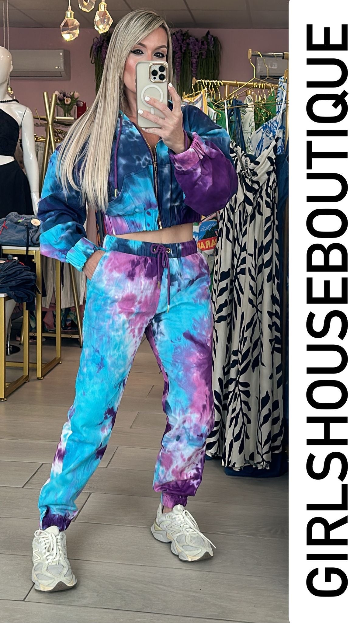 Doona Hoodie Tie Dye Denim Top & Pant Set