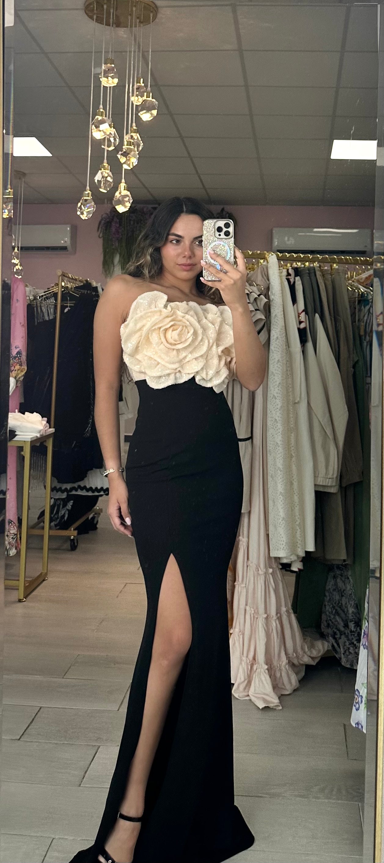 Cream and Black Long Dress Cream and Black Long Dress