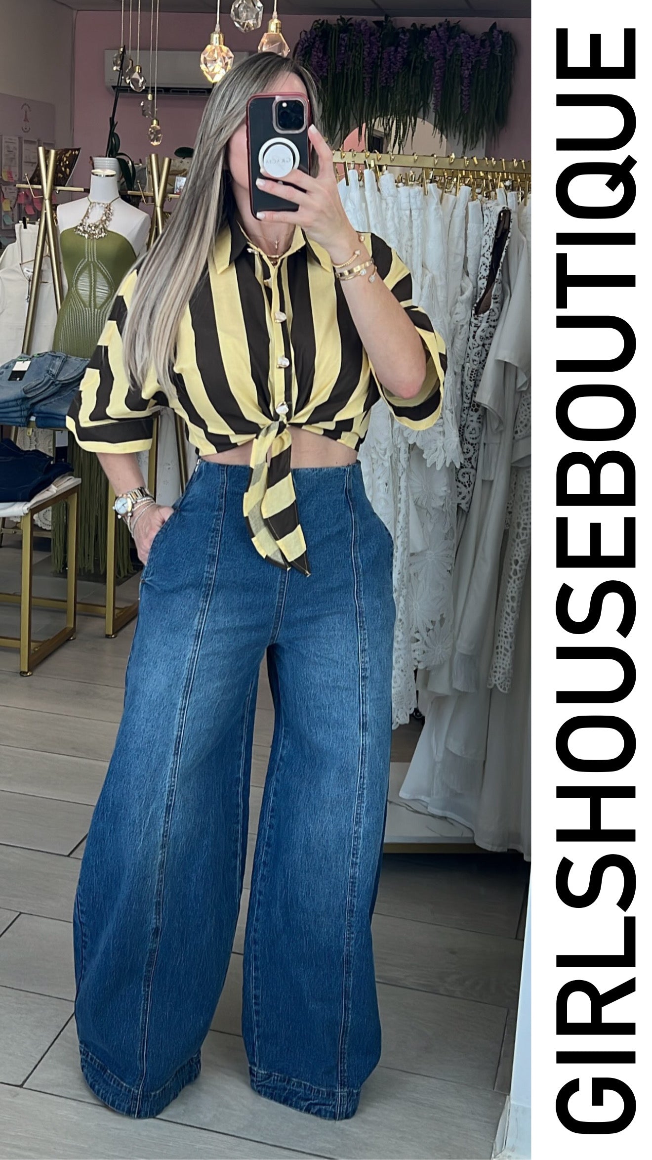 Lino Yellow & Choco Wrap Blouse