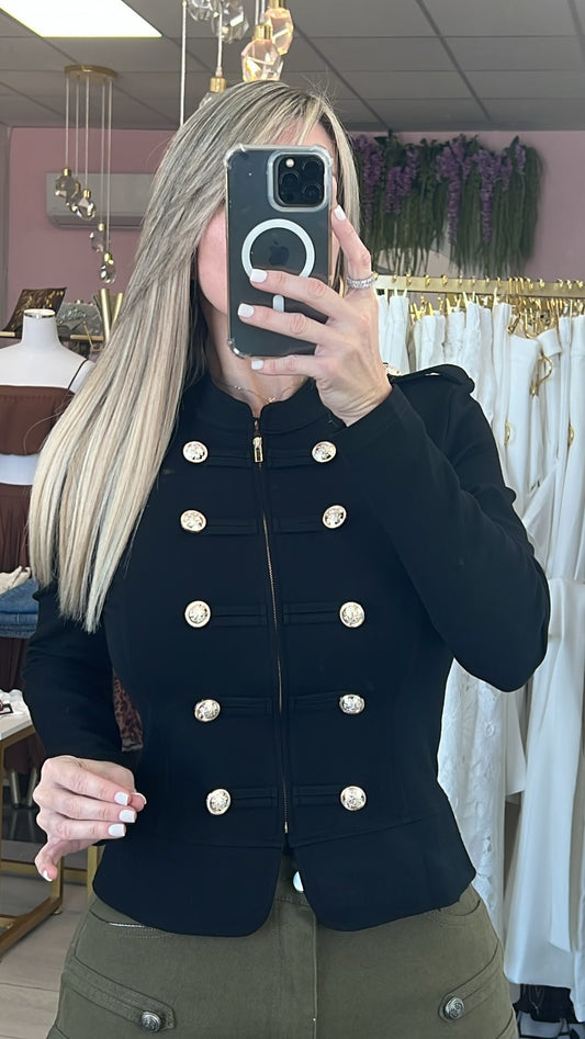 Black Napoleón Luxury Zip-Up Jacket
