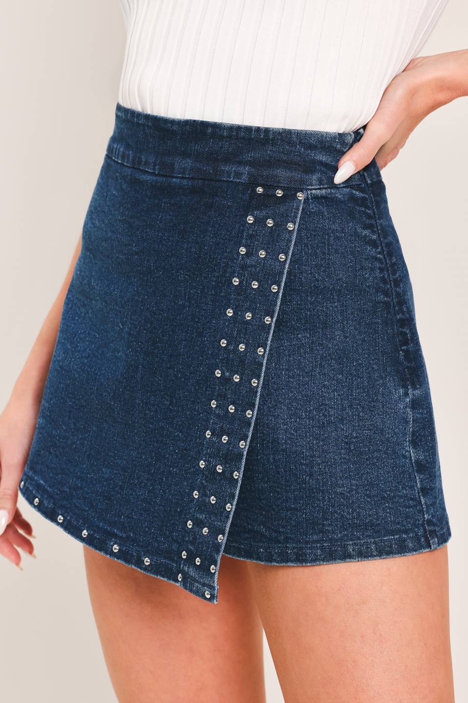 Dark Denim Asymetric Strech Skort