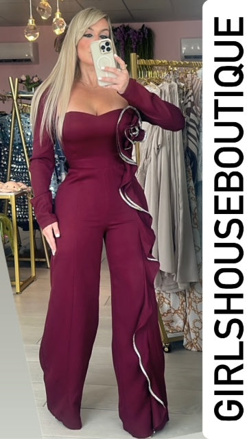 Brianna Sequin Long Sleeve Jumpsuit