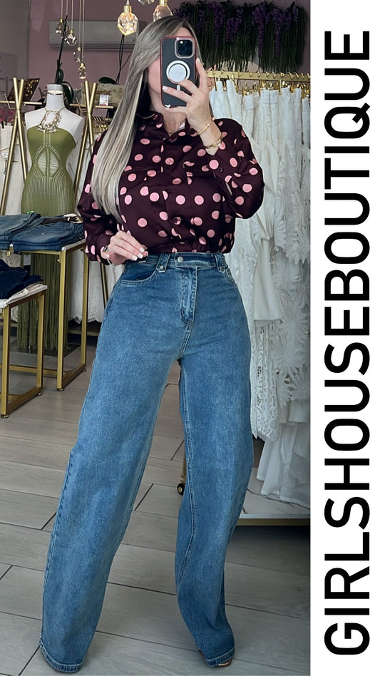 Wine & Pink Dots Blouse