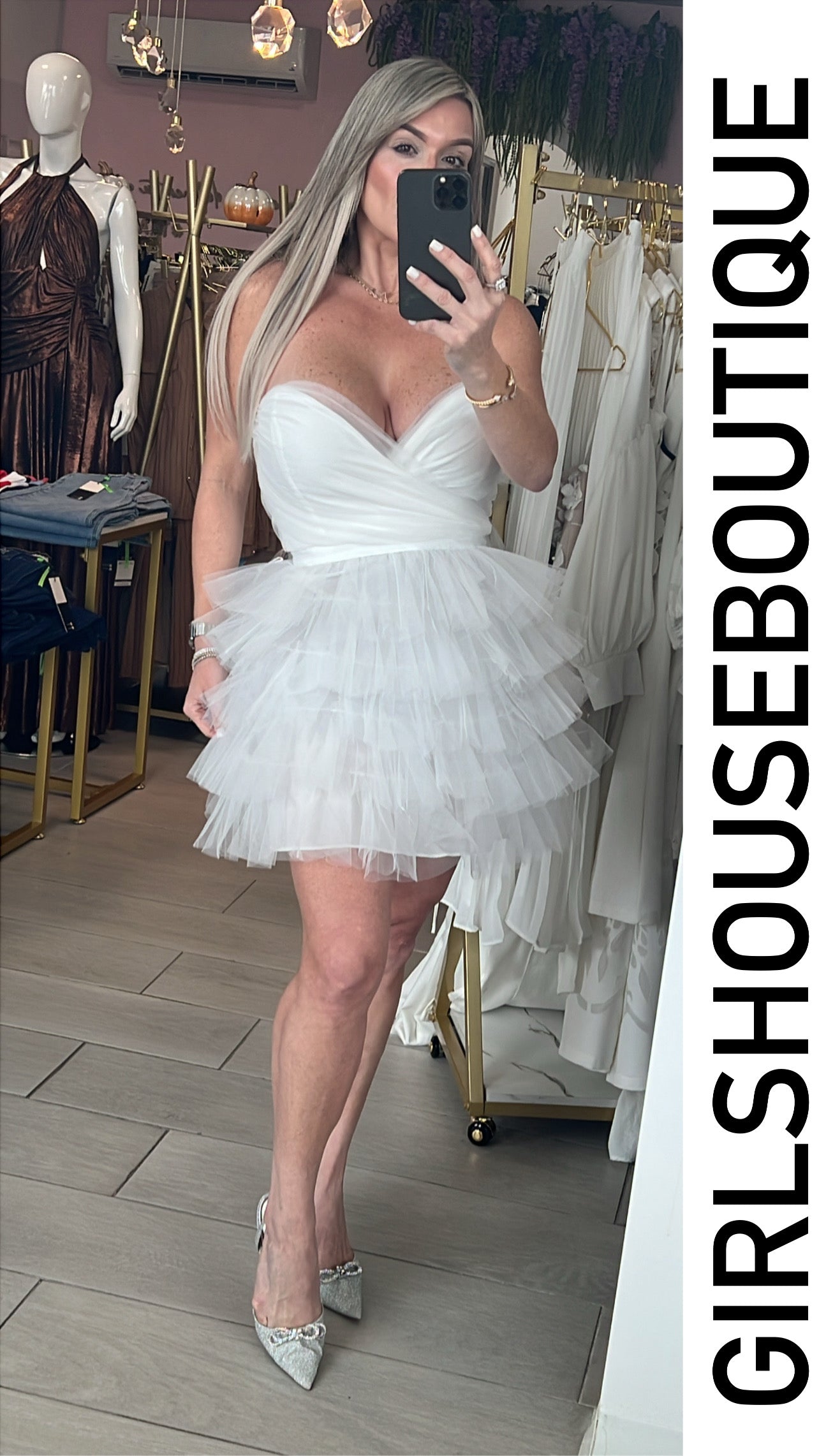 White Tul Corset Mini Dress