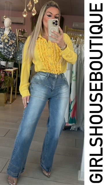 Yellow Ruffle Long Sleeve