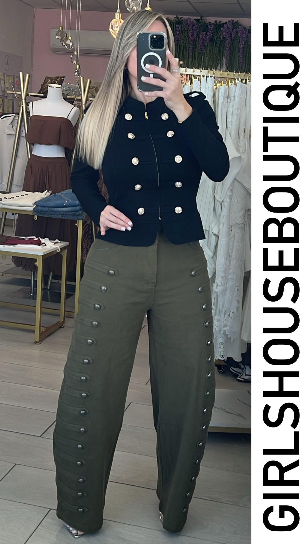 Olive Napoleón Barrel Strech Pant (Corrió Grande)