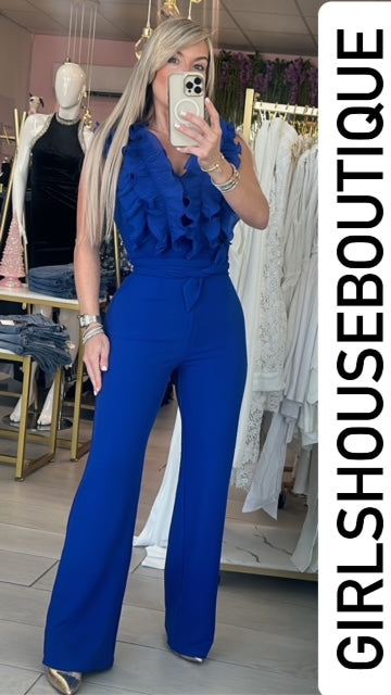 Royal Blue Ruffle Jumpsuit