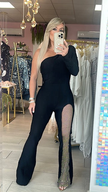 One sleeve Black Jumpsuit