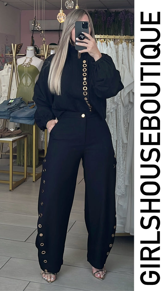 Black Gold Ring Parisian Zip-up Jacket & Barrel Pant