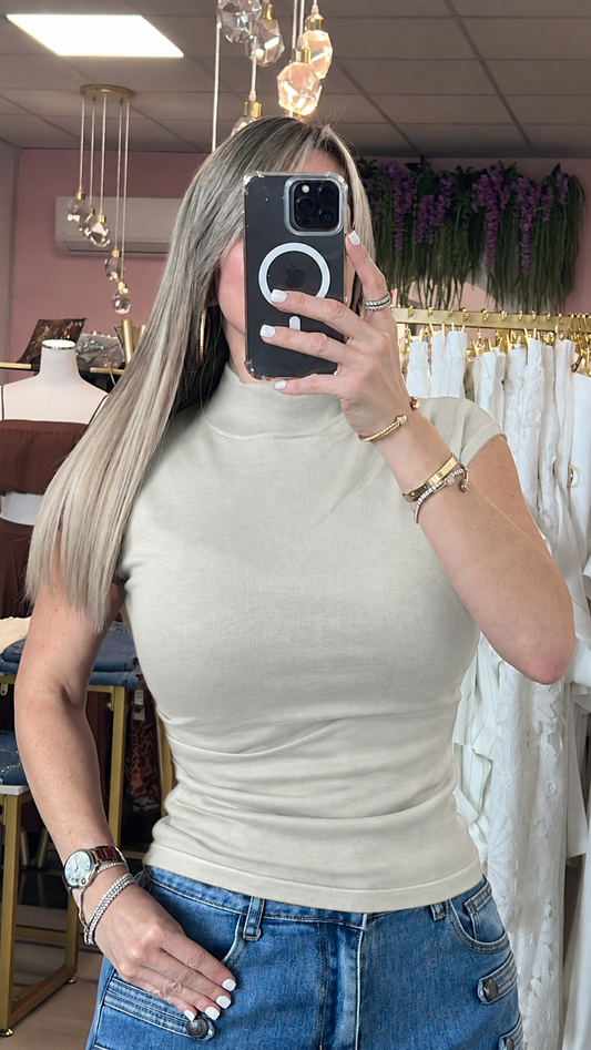 Ivory High Neck Sweater Blouse