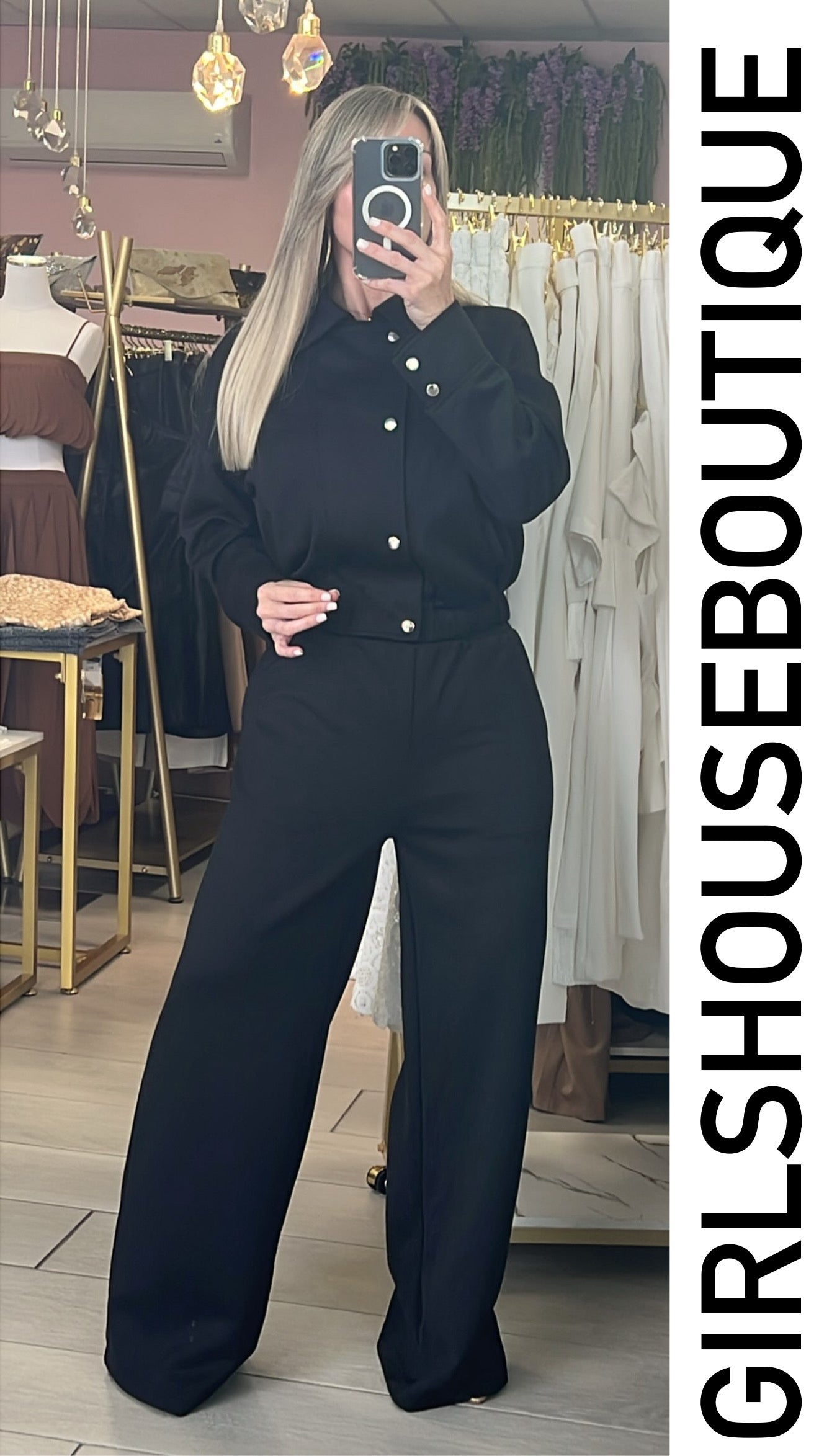 Black Europe Design Jacket & Pant Set