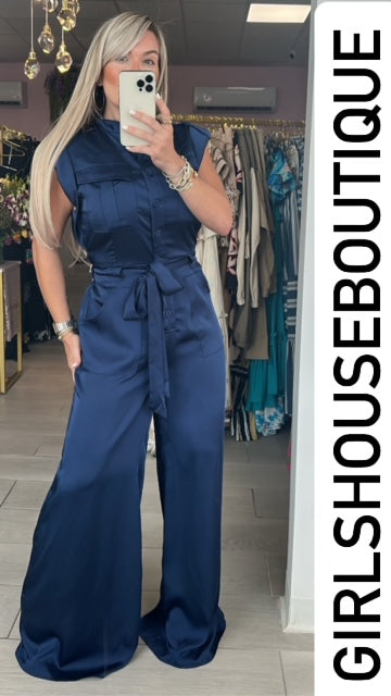 Navy Sleeveless Jumpsuit