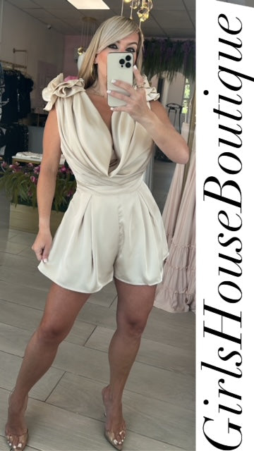 Champagne Silk Flower Romper