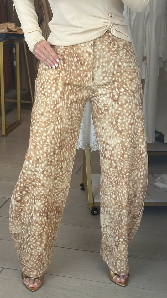 Bambi Printed Barrel Strech Jeans