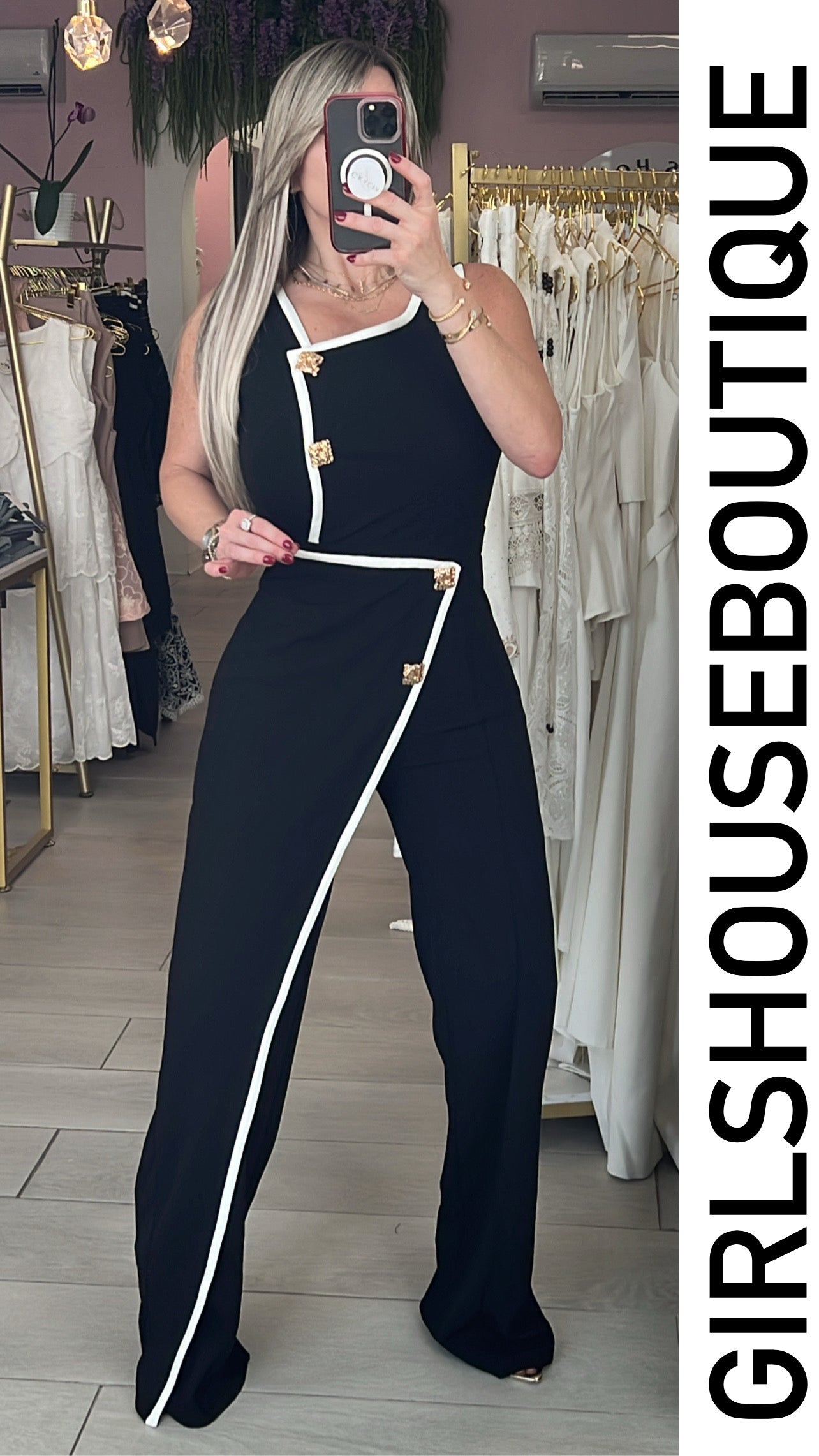 Noir & Gold Asymmetric Jumpsuit