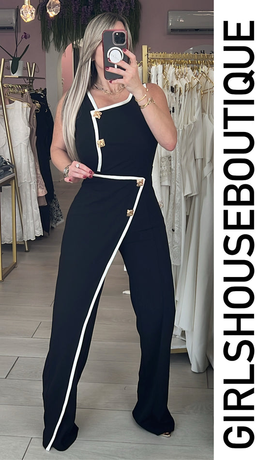 Noir & Gold Asymmetric Jumpsuit