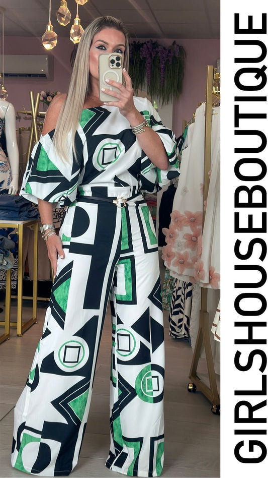 Lola W/B and Green Jumpsuit