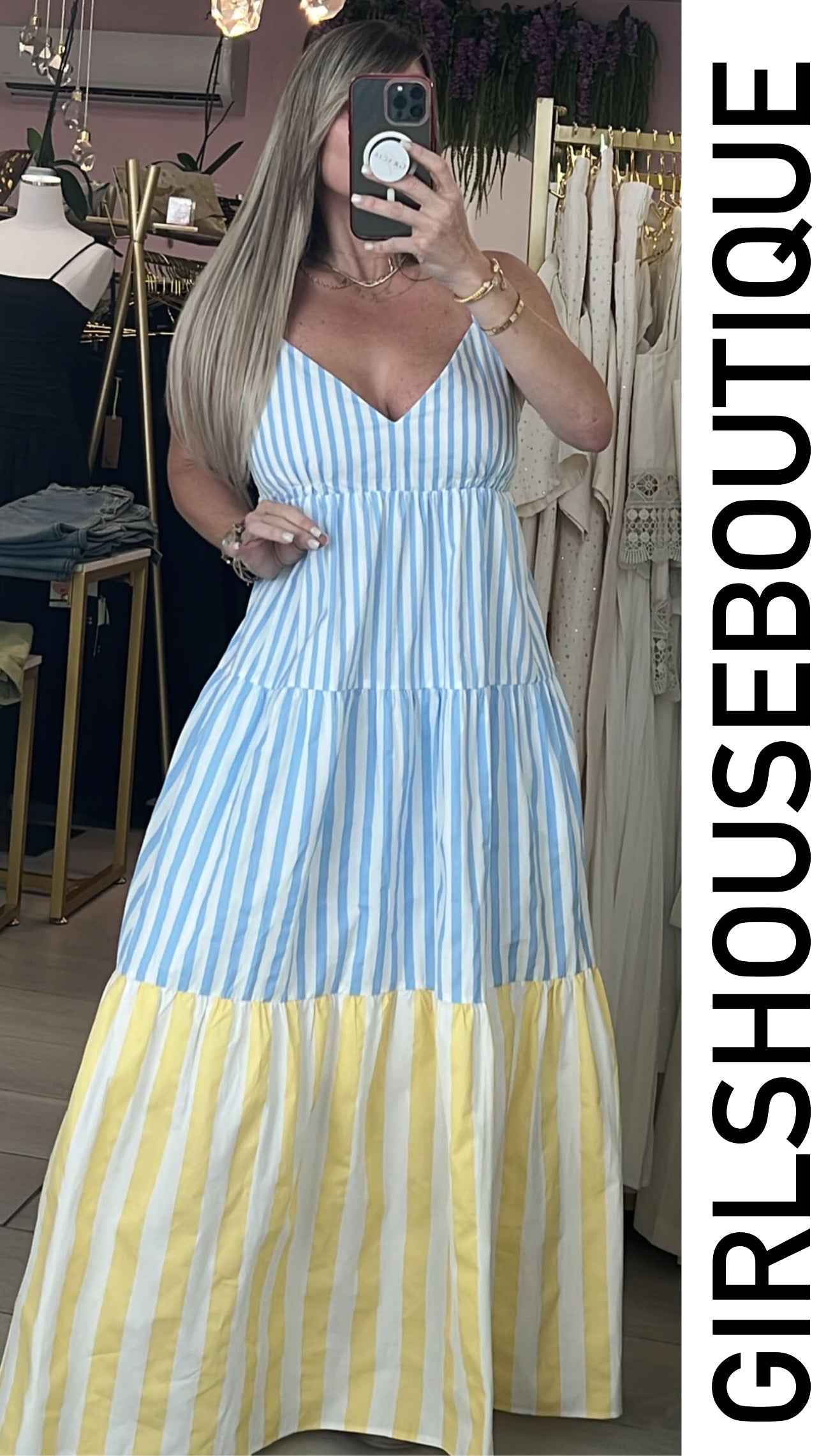 Alanna Baby Blue Stripe Maxxi Dress