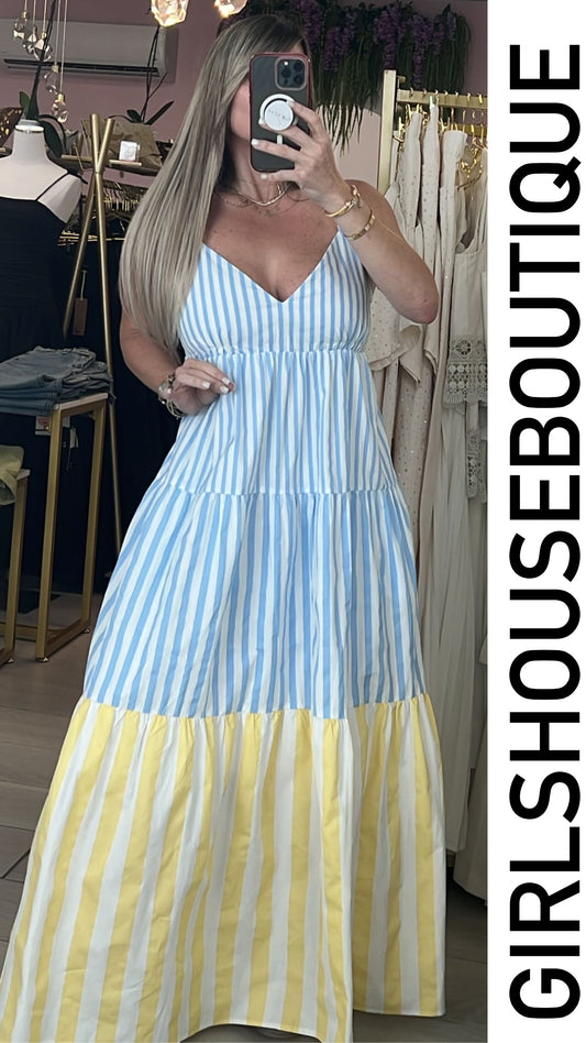 Alanna Baby Blue Stripe Maxxi Dress
