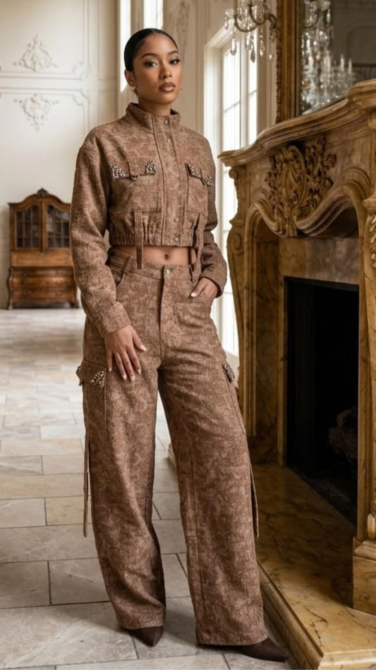 Mocha Crystal Glow Jacket & Urban Pant Set