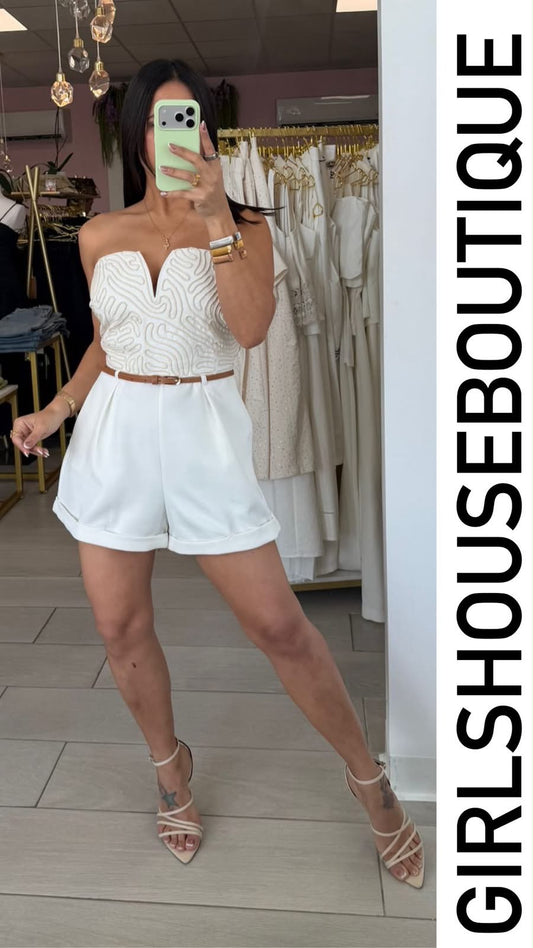 Soft White Strapples Romper