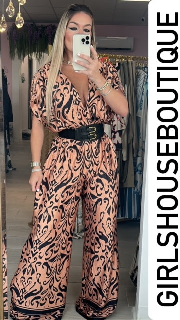 Old Gold Belted Jumpsuit