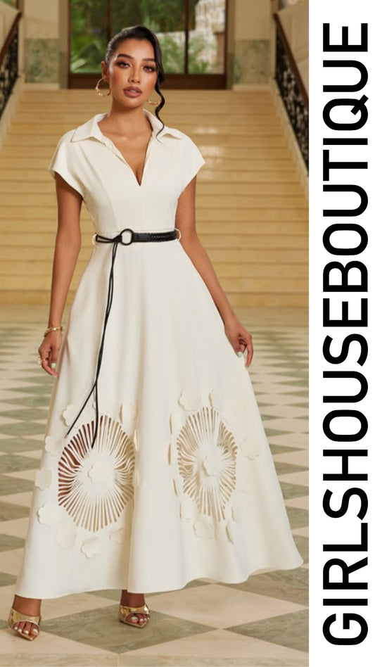 Soft White Royale Luxe Midi Dress