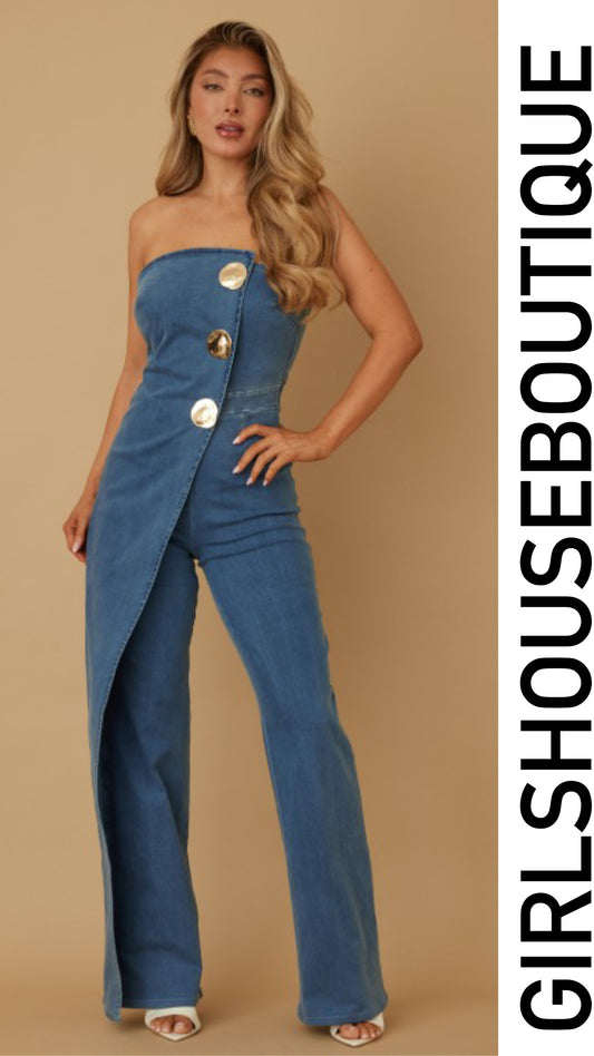 Loren Strapless&DenimStrech Jumpsuit
