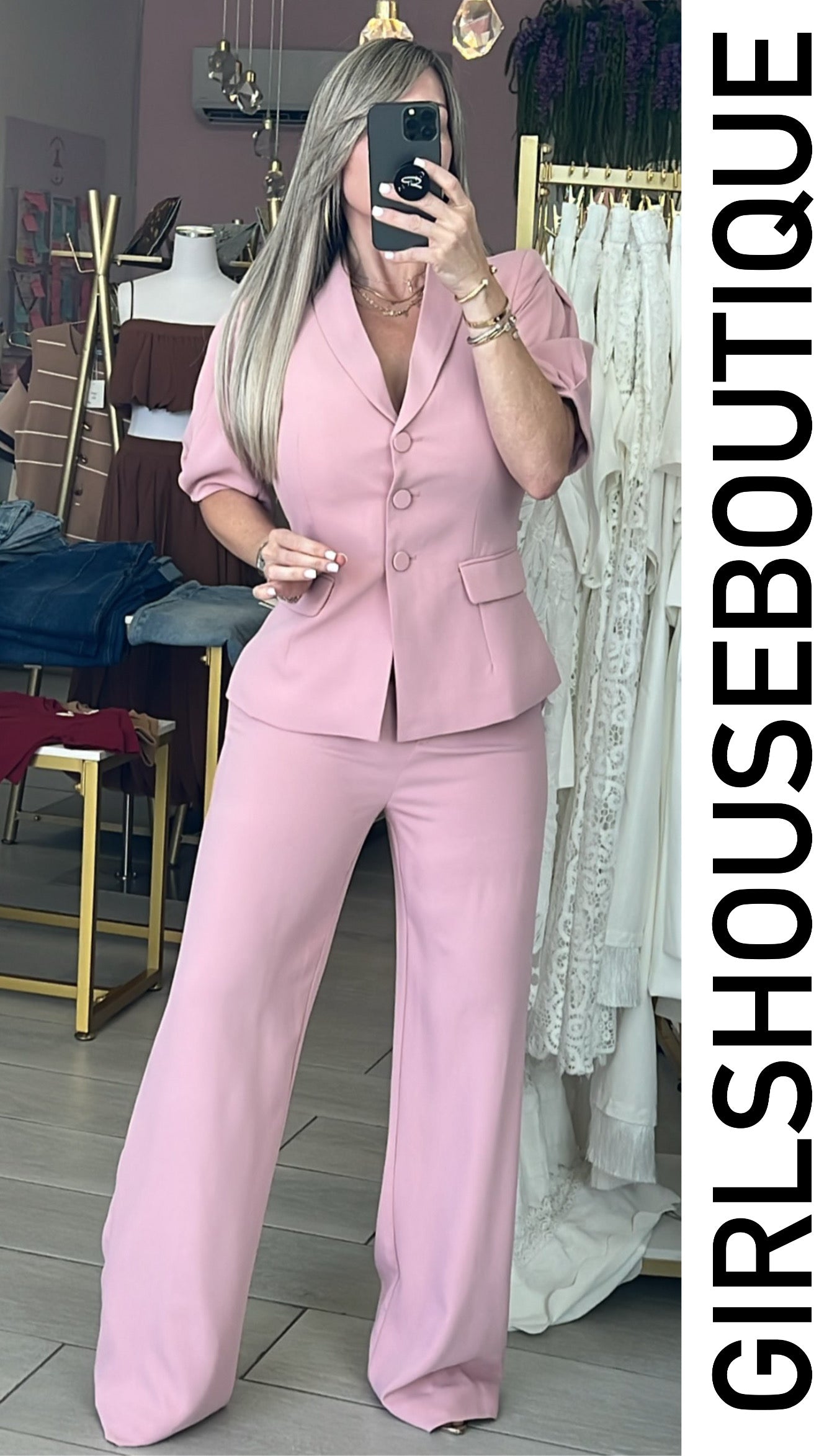 Rose Classic Front Buttons Vest & Pant Set (OVI COLLECTION)