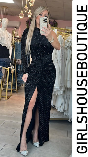 One Sleeve Black Dress
