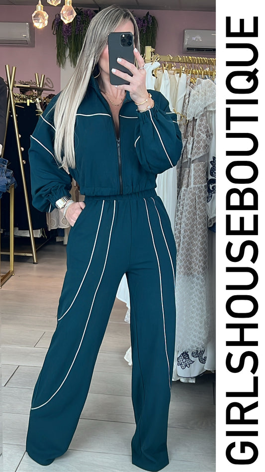 Hunter Green Zip Up Jacket & Pant
